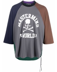 dunkelgraues bedrucktes T-Shirt mit einem Rundhalsausschnitt von Mastermind World