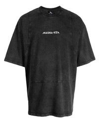 dunkelgraues bedrucktes T-Shirt mit einem Rundhalsausschnitt von Mauna Kea