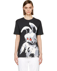 dunkelgraues bedrucktes T-Shirt mit einem Rundhalsausschnitt von MCQ