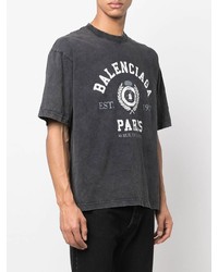 dunkelgraues bedrucktes T-Shirt mit einem Rundhalsausschnitt von Balenciaga