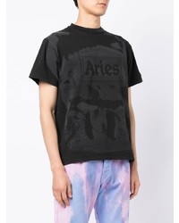 dunkelgraues bedrucktes T-Shirt mit einem Rundhalsausschnitt von Aries