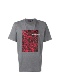 dunkelgraues bedrucktes T-Shirt mit einem Rundhalsausschnitt von Michael Kors Collection