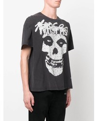 dunkelgraues bedrucktes T-Shirt mit einem Rundhalsausschnitt von Bossi Sportswear
