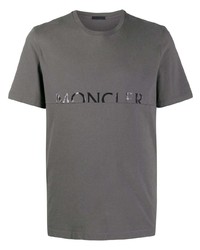 dunkelgraues bedrucktes T-Shirt mit einem Rundhalsausschnitt von Moncler