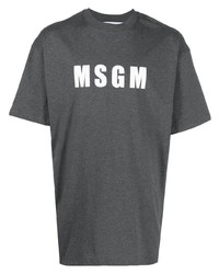 dunkelgraues bedrucktes T-Shirt mit einem Rundhalsausschnitt von MSGM