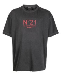 dunkelgraues bedrucktes T-Shirt mit einem Rundhalsausschnitt von N°21