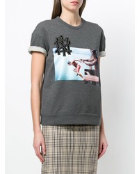 dunkelgraues bedrucktes T-Shirt mit einem Rundhalsausschnitt von N°21