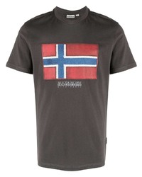 dunkelgraues bedrucktes T-Shirt mit einem Rundhalsausschnitt von Napapijri