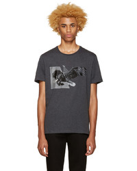 dunkelgraues bedrucktes T-Shirt mit einem Rundhalsausschnitt von Neil Barrett