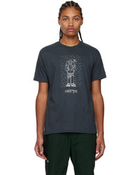 dunkelgraues bedrucktes T-Shirt mit einem Rundhalsausschnitt von Ostrya