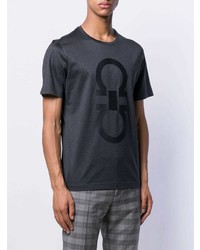 dunkelgraues bedrucktes T-Shirt mit einem Rundhalsausschnitt von Salvatore Ferragamo