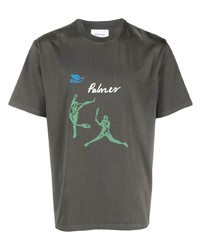 dunkelgraues bedrucktes T-Shirt mit einem Rundhalsausschnitt von Palmes