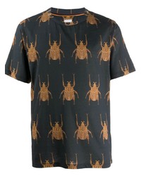 dunkelgraues bedrucktes T-Shirt mit einem Rundhalsausschnitt von Paul Smith