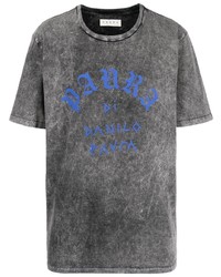 dunkelgraues bedrucktes T-Shirt mit einem Rundhalsausschnitt von Paura