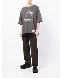 dunkelgraues bedrucktes T-Shirt mit einem Rundhalsausschnitt von Maison Mihara Yasuhiro