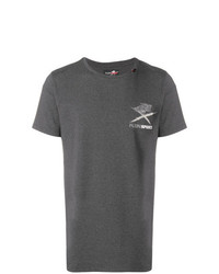 dunkelgraues bedrucktes T-Shirt mit einem Rundhalsausschnitt von Plein Sport