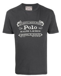 dunkelgraues bedrucktes T-Shirt mit einem Rundhalsausschnitt von Polo Ralph Lauren