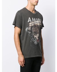 dunkelgraues bedrucktes T-Shirt mit einem Rundhalsausschnitt von Amiri