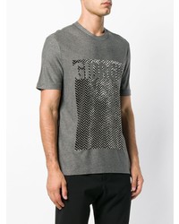 dunkelgraues bedrucktes T-Shirt mit einem Rundhalsausschnitt von Giorgio Armani