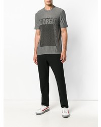 dunkelgraues bedrucktes T-Shirt mit einem Rundhalsausschnitt von Giorgio Armani