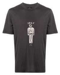 dunkelgraues bedrucktes T-Shirt mit einem Rundhalsausschnitt von PS Paul Smith