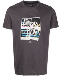 dunkelgraues bedrucktes T-Shirt mit einem Rundhalsausschnitt von PS Paul Smith