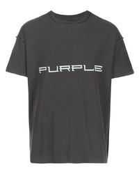 dunkelgraues bedrucktes T-Shirt mit einem Rundhalsausschnitt von purple brand