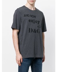 dunkelgraues bedrucktes T-Shirt mit einem Rundhalsausschnitt von Dolce & Gabbana