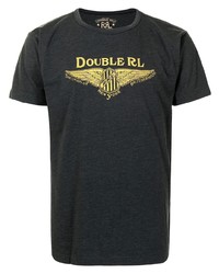 dunkelgraues bedrucktes T-Shirt mit einem Rundhalsausschnitt von Ralph Lauren RRL
