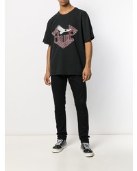 dunkelgraues bedrucktes T-Shirt mit einem Rundhalsausschnitt von Rhude