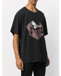 dunkelgraues bedrucktes T-Shirt mit einem Rundhalsausschnitt von Rhude