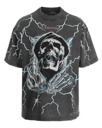dunkelgraues bedrucktes T-Shirt mit einem Rundhalsausschnitt von Represent