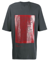 dunkelgraues bedrucktes T-Shirt mit einem Rundhalsausschnitt von Rick Owens DRKSHDW