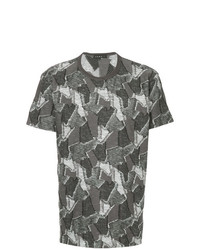 dunkelgraues bedrucktes T-Shirt mit einem Rundhalsausschnitt von Roar