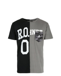 dunkelgraues bedrucktes T-Shirt mit einem Rundhalsausschnitt von Roar
