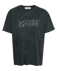 dunkelgraues bedrucktes T-Shirt mit einem Rundhalsausschnitt von Rochambeau