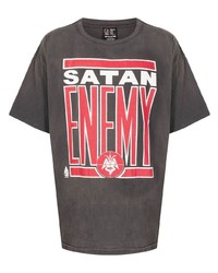 dunkelgraues bedrucktes T-Shirt mit einem Rundhalsausschnitt von SAINT MXXXXXX