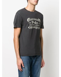 dunkelgraues bedrucktes T-Shirt mit einem Rundhalsausschnitt von Polo Ralph Lauren