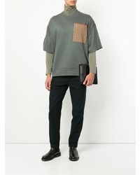 dunkelgraues bedrucktes T-Shirt mit einem Rundhalsausschnitt von Jil Sander