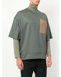 dunkelgraues bedrucktes T-Shirt mit einem Rundhalsausschnitt von Jil Sander