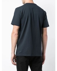 dunkelgraues bedrucktes T-Shirt mit einem Rundhalsausschnitt von R13
