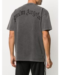 dunkelgraues bedrucktes T-Shirt mit einem Rundhalsausschnitt von Palm Angels