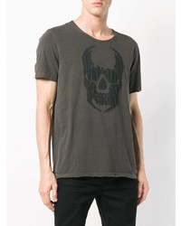 dunkelgraues bedrucktes T-Shirt mit einem Rundhalsausschnitt von John Varvatos