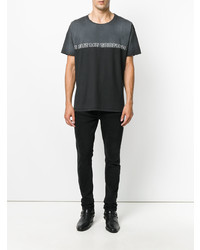 dunkelgraues bedrucktes T-Shirt mit einem Rundhalsausschnitt von Saint Laurent