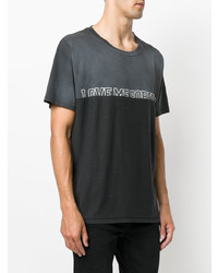 dunkelgraues bedrucktes T-Shirt mit einem Rundhalsausschnitt von Saint Laurent