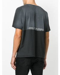 dunkelgraues bedrucktes T-Shirt mit einem Rundhalsausschnitt von Saint Laurent