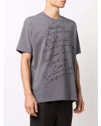 dunkelgraues bedrucktes T-Shirt mit einem Rundhalsausschnitt von Junya Watanabe MAN