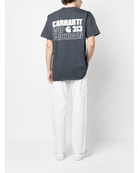 dunkelgraues bedrucktes T-Shirt mit einem Rundhalsausschnitt von Carhartt WIP