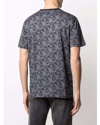 dunkelgraues bedrucktes T-Shirt mit einem Rundhalsausschnitt von Billionaire