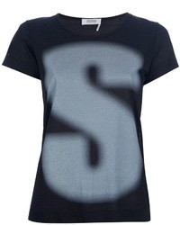 dunkelgraues bedrucktes T-Shirt mit einem Rundhalsausschnitt von Sonia Rykiel
